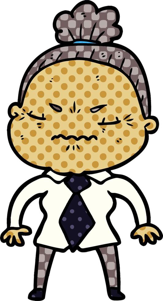 cartoon annoyed old lady vector