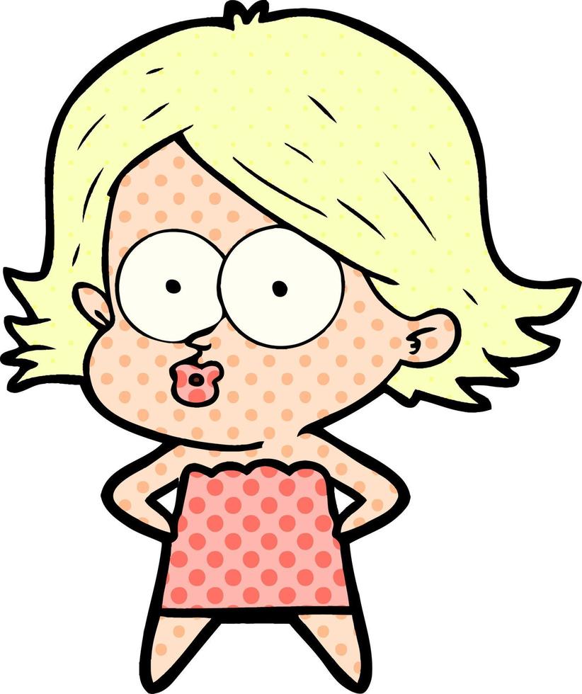 cartoon girl pouting vector