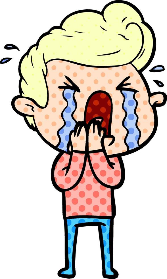 cartoon crying man vector