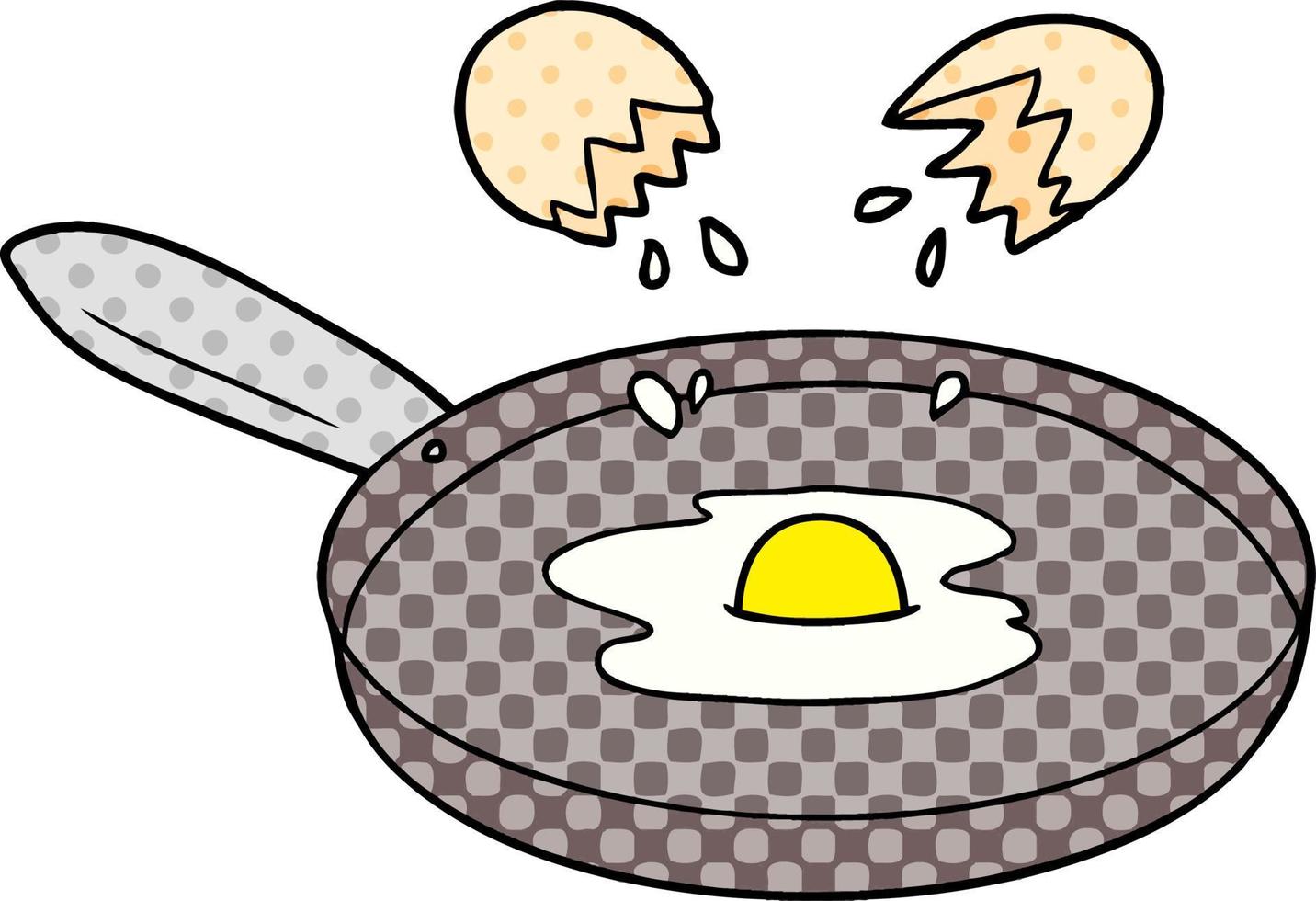 cartoon pan frying egg vector