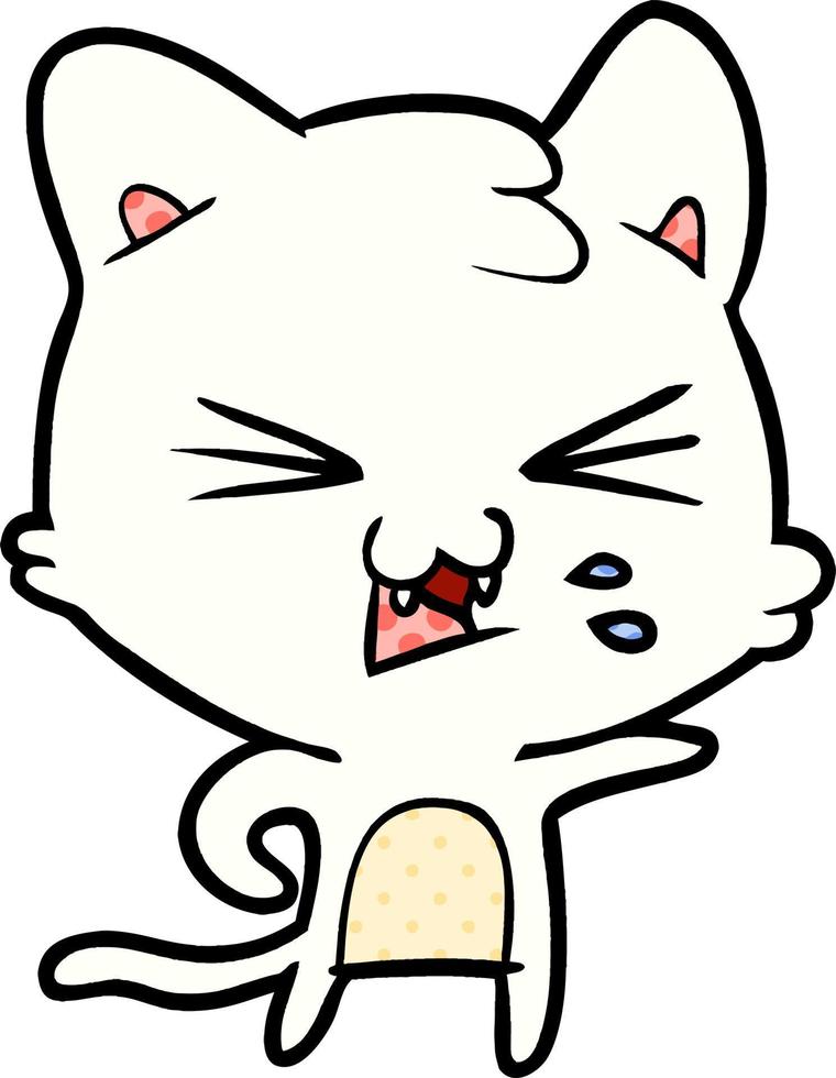 cartoon cat hissing vector