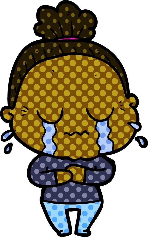 cartoon crying old lady vector