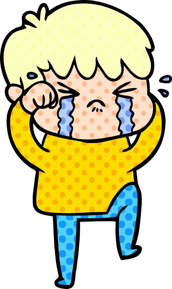cartoon boy crying vector