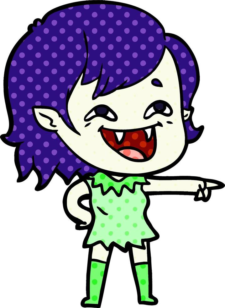 cartoon laughing vampire girl vector