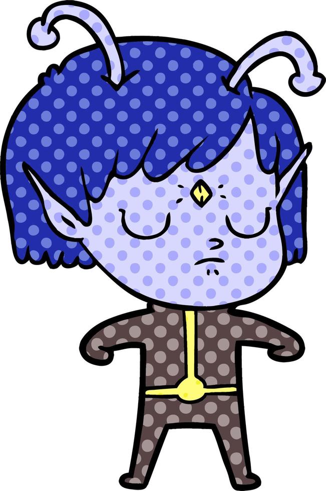 cartoon alien girl vector