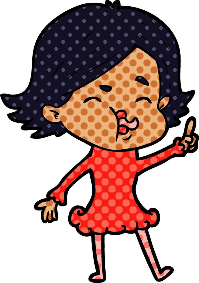 cartoon girl pulling face vector