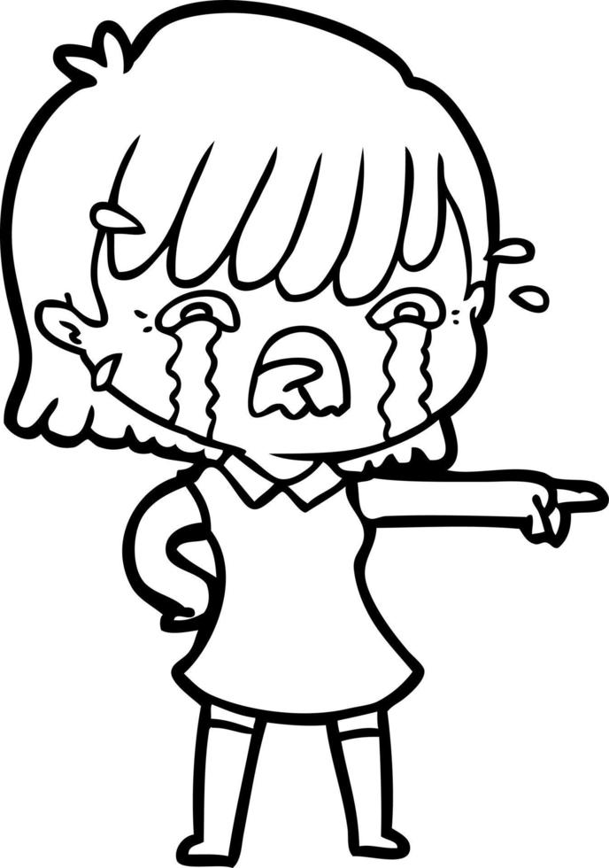 cartoon girl crying vector