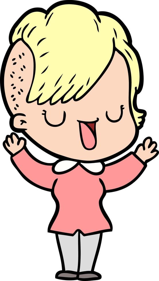 cute cartoon girl with hipster haircut vector