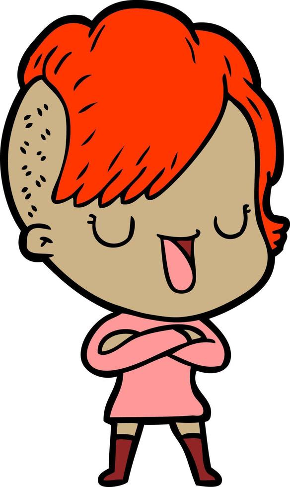 cute cartoon girl with hipster haircut vector