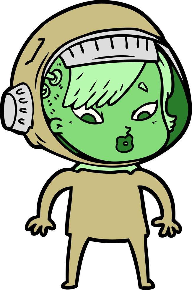 cartoon astronaut woman vector