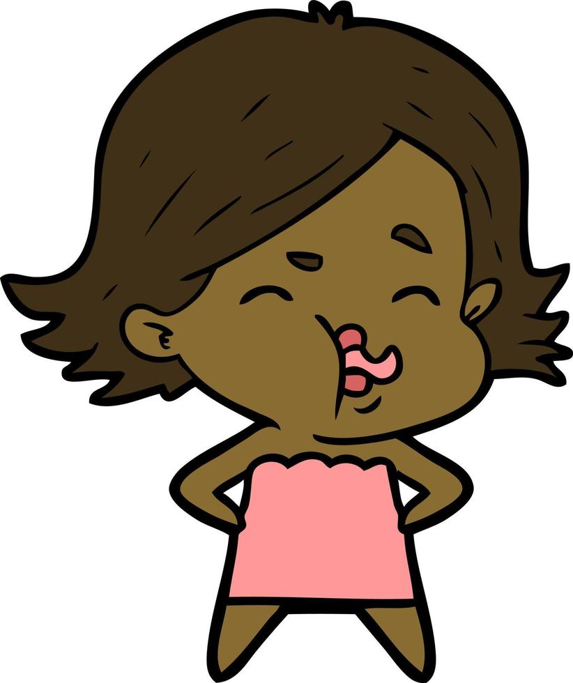 cartoon girl pulling face vector