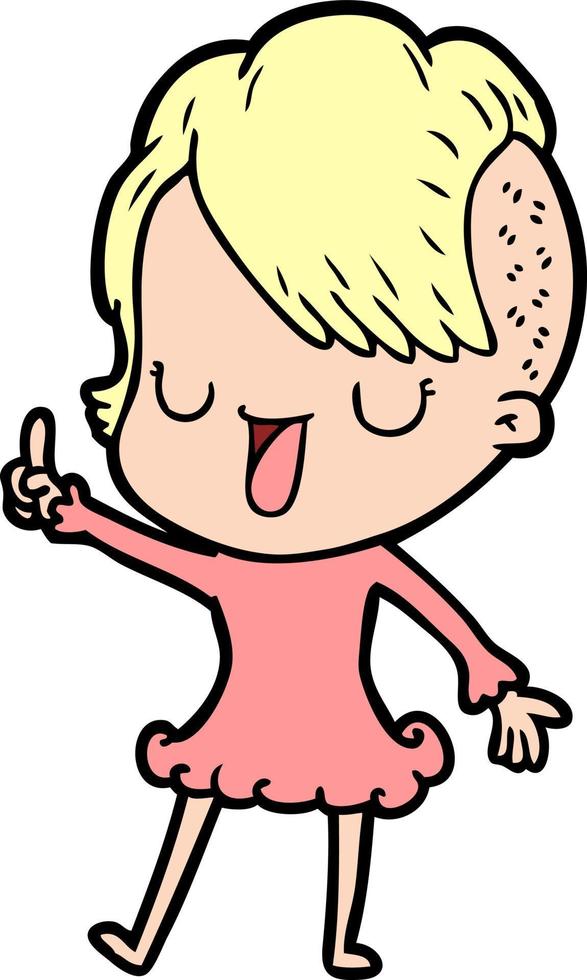 cute cartoon girl with hipster haircut vector