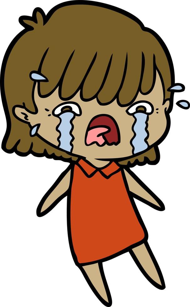 cartoon girl crying vector