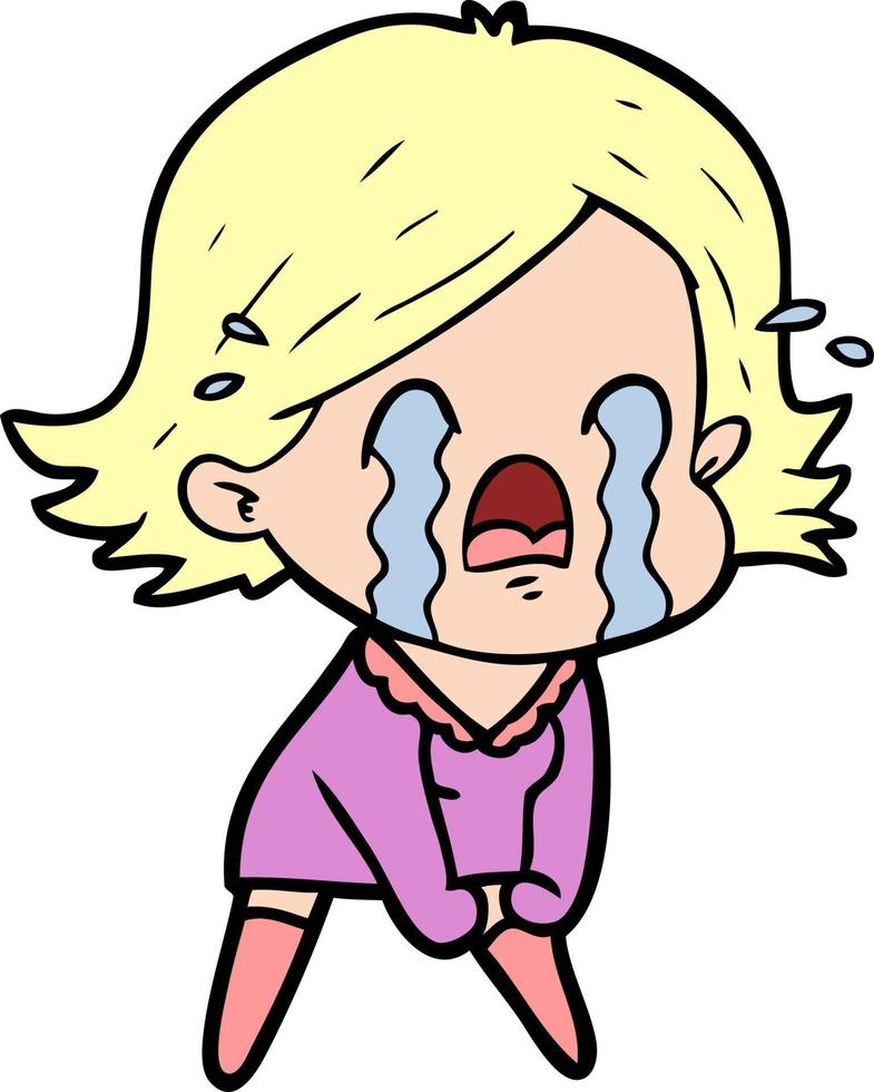 mujer de dibujos animados llorando vector