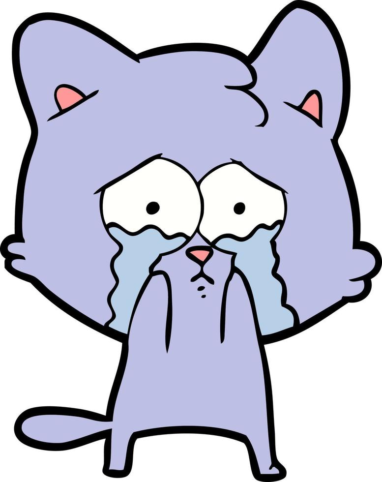 cartoon crying cat vector