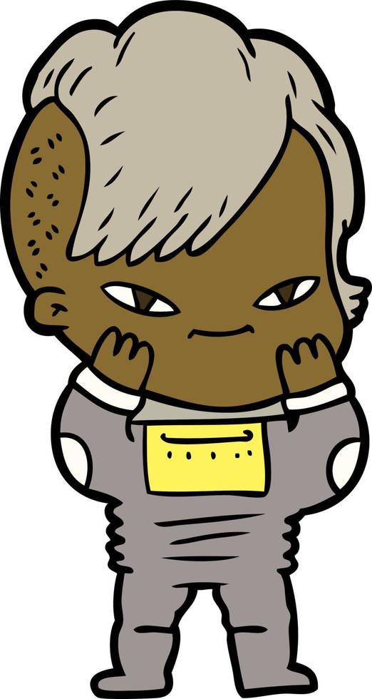 cute cartoon girl with hipster haircut vector