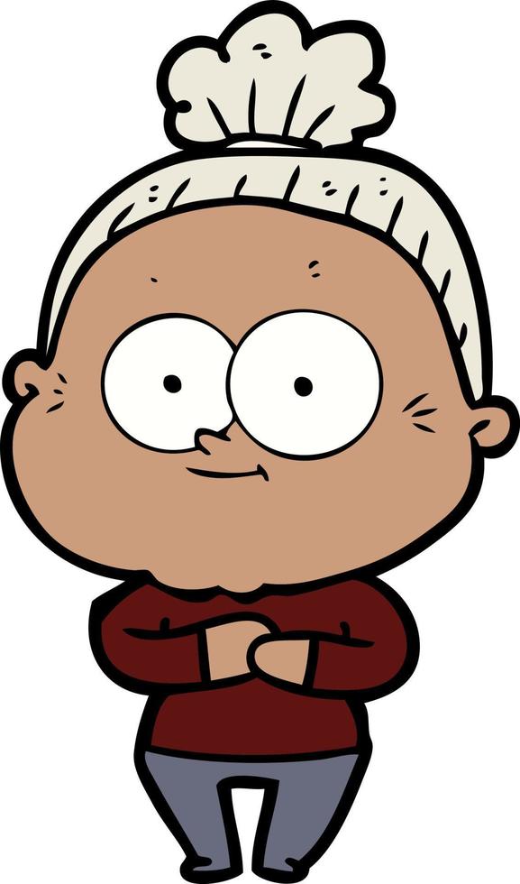 cartoon happy old woman vector