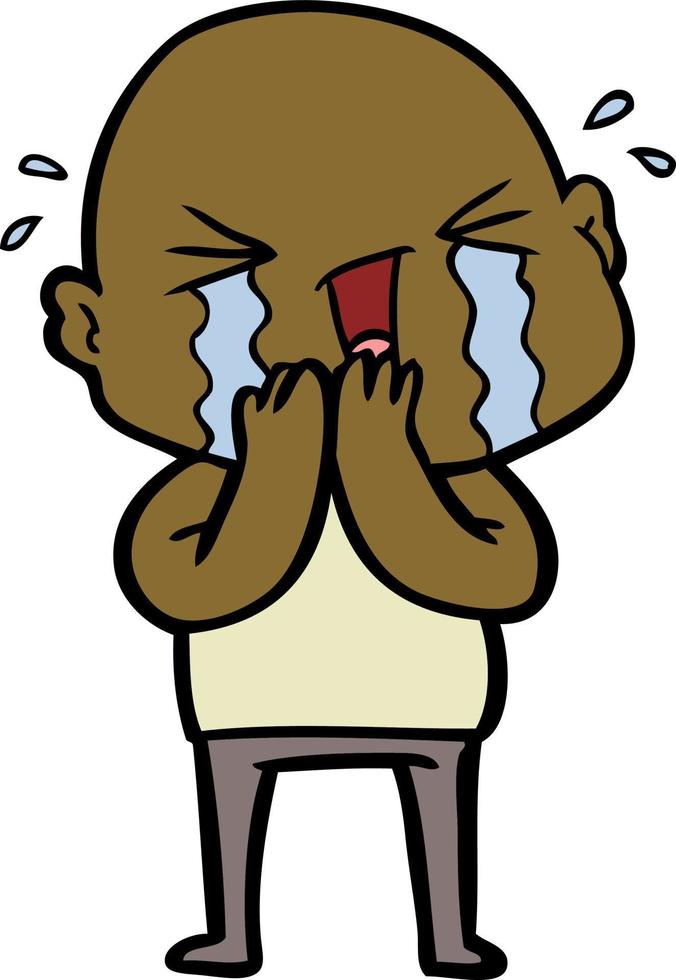 cartoon crying bald man vector