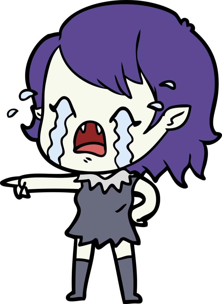 cartoon crying vampire girl vector