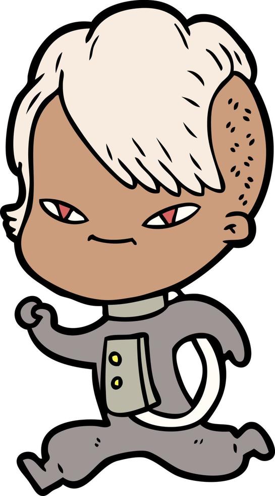 cute cartoon girl with hipster haircut vector