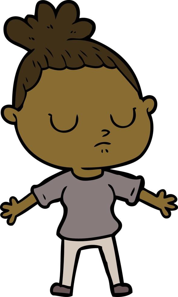 cartoon calm woman vector