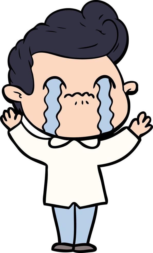 cartoon man crying vector