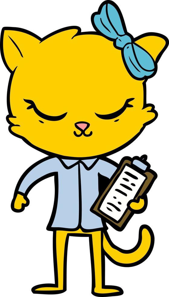 cute cartoon business cat with bow vector