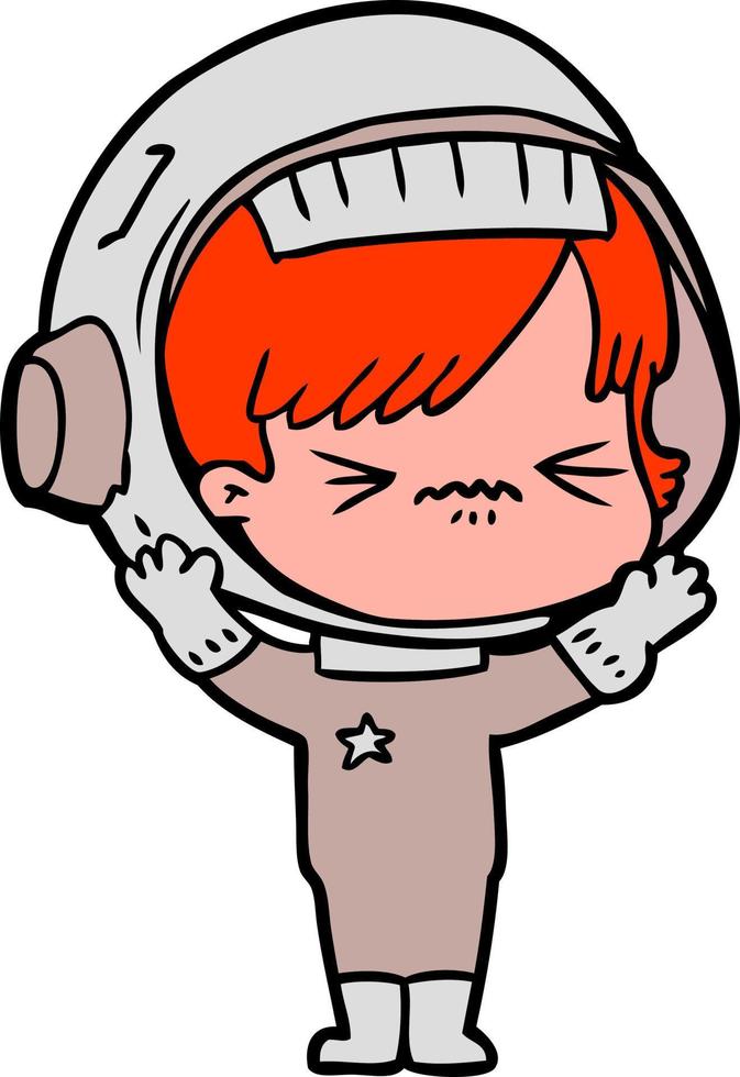 caricatura, astronauta, mujer vector