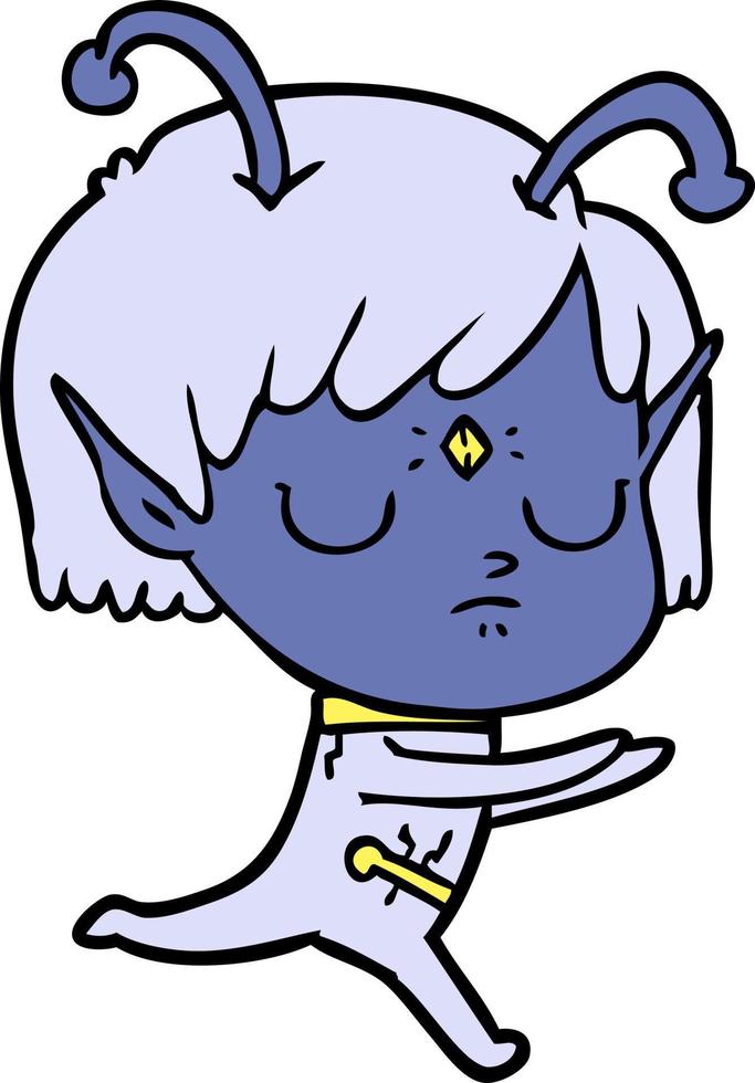 cartoon alien girl vector