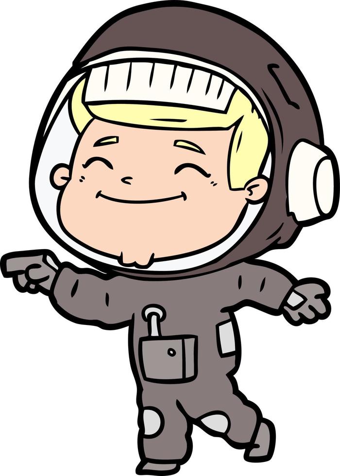 astronauta de dibujos animados feliz vector