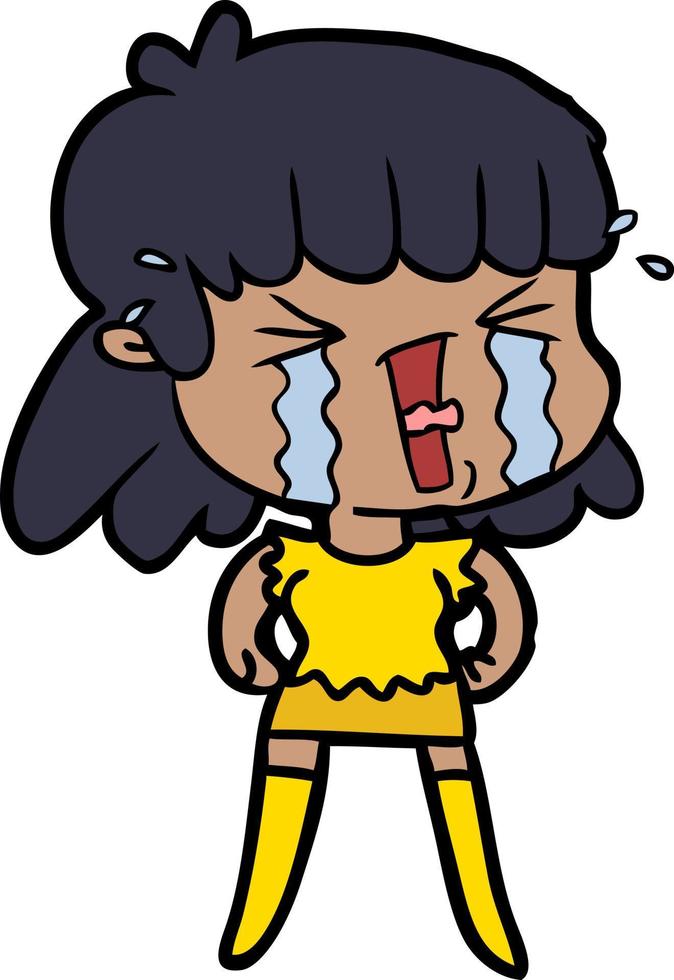 cartoon woman crying vector