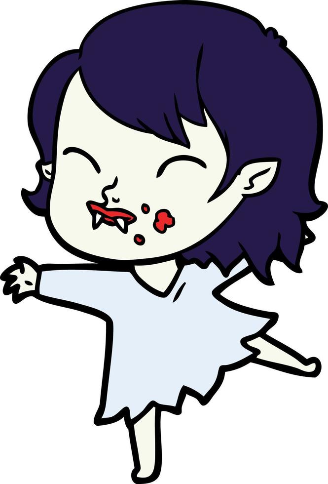 cartoon vampire girl with blood on cheek vector