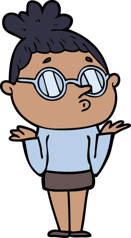 cartoon woman wearing glasses vector