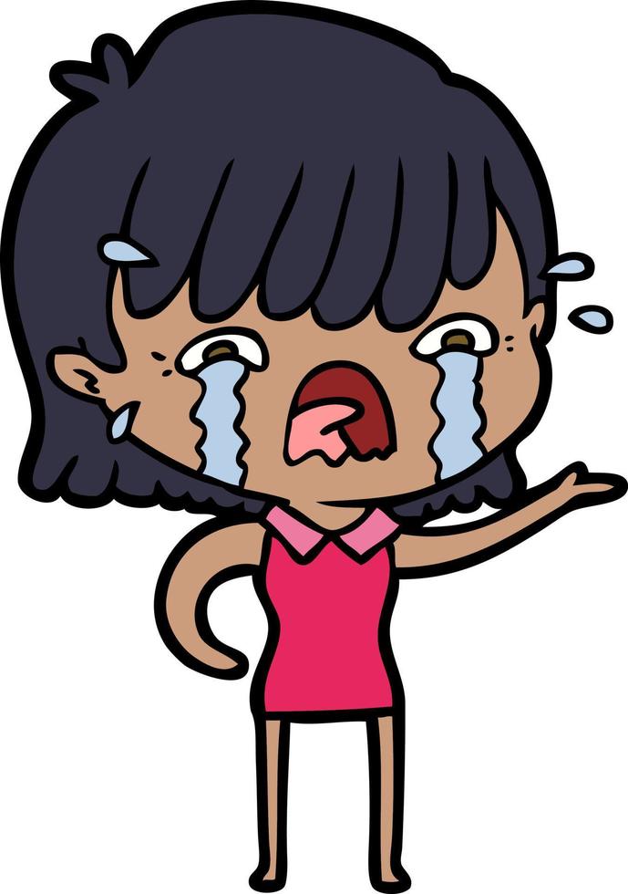 cartoon girl crying 12458594 Vector Art at Vecteezy