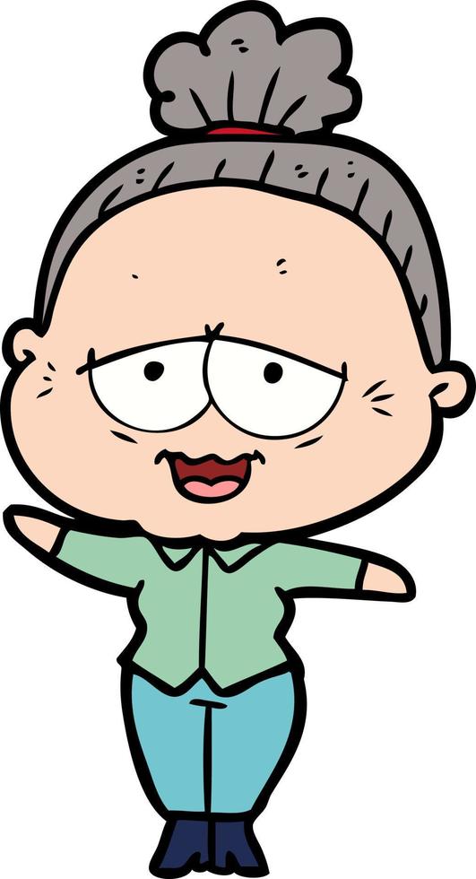cartoon happy old lady vector