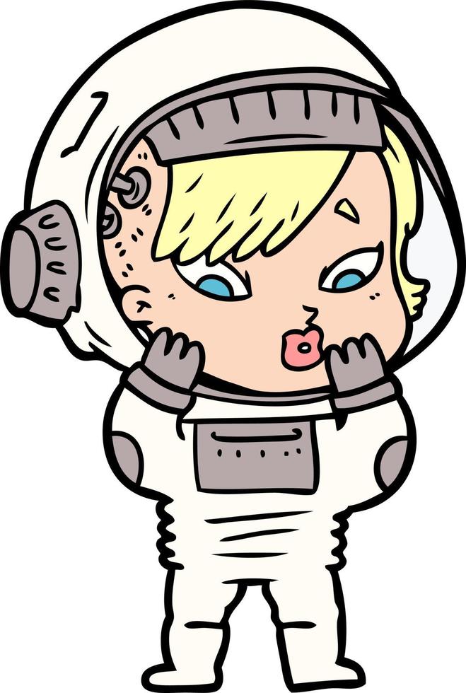 cartoon astronaut woman vector