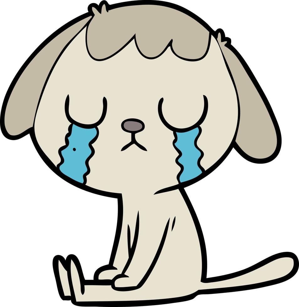 cute cartoon dog crying vector