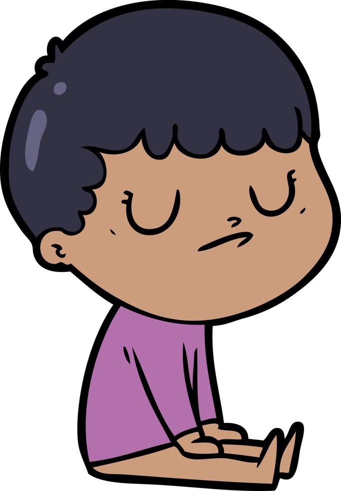 niño gruñón de dibujos animados vector