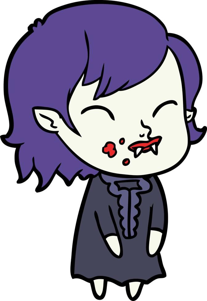 cartoon vampire girl with blood on cheek vector