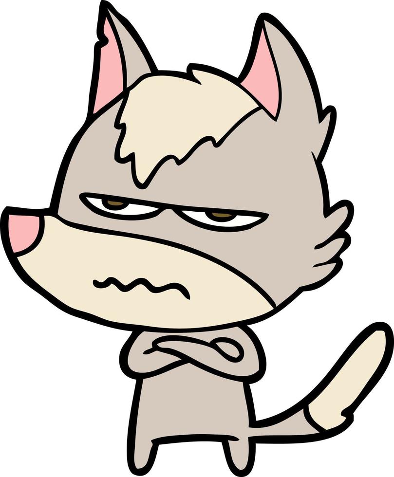 cartoon annoyed wolf vector