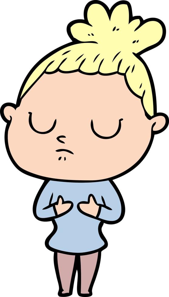 cartoon calm woman vector