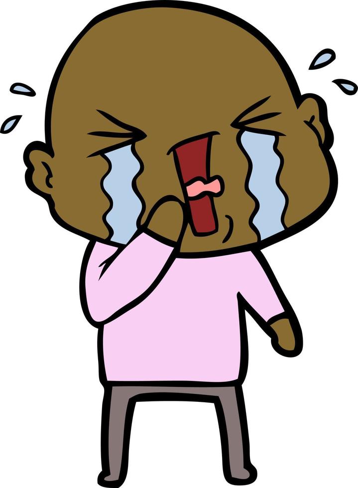cartoon crying bald man vector