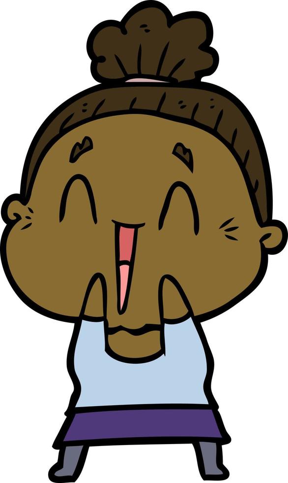 cartoon happy old lady vector