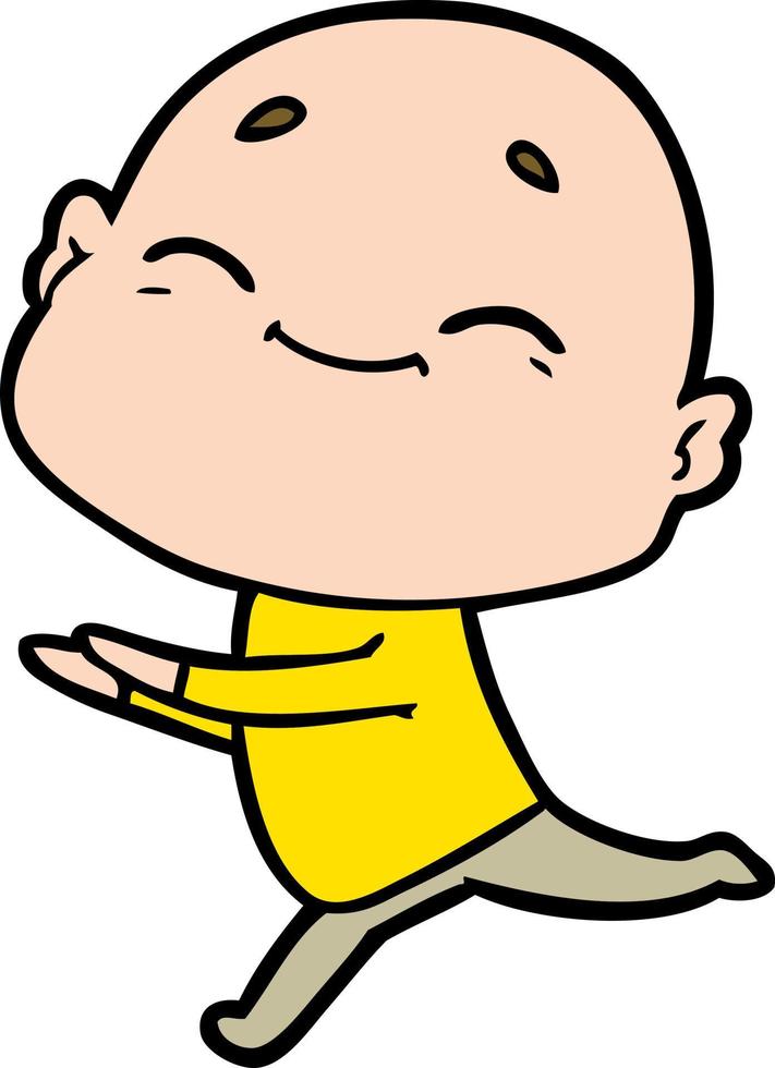 happy cartoon bald man vector