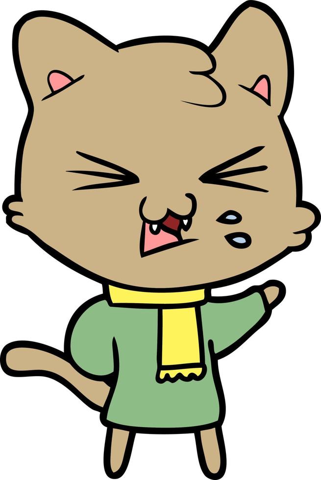 cartoon cat hissing vector