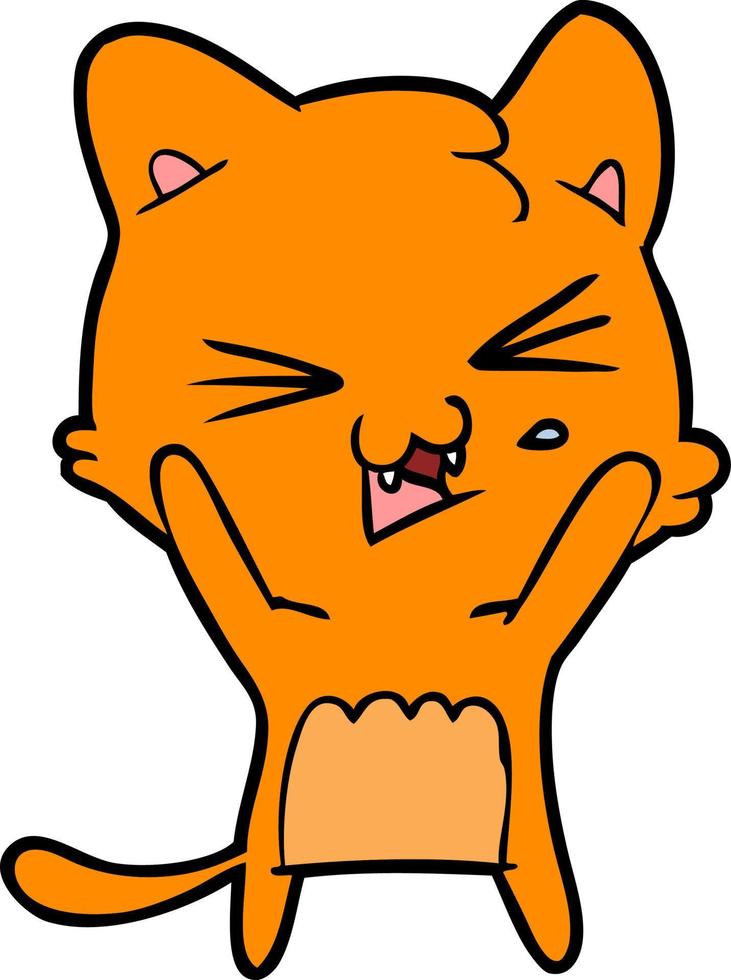 cartoon cat hissing vector