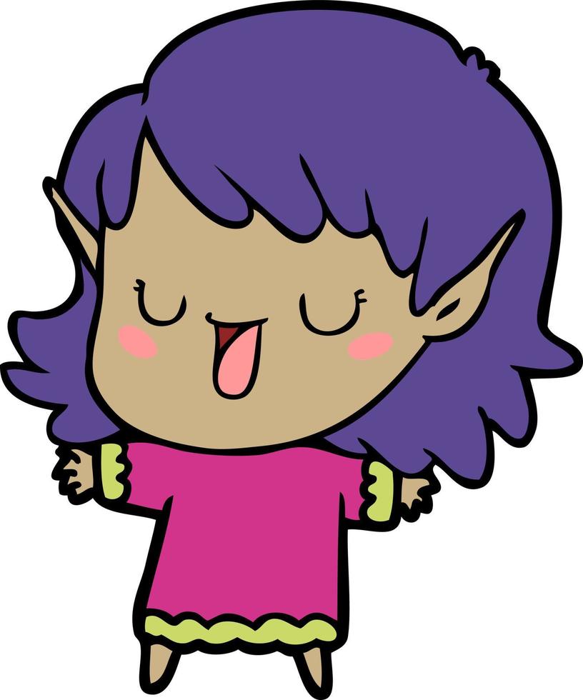 niña elfa de dibujos animados vector