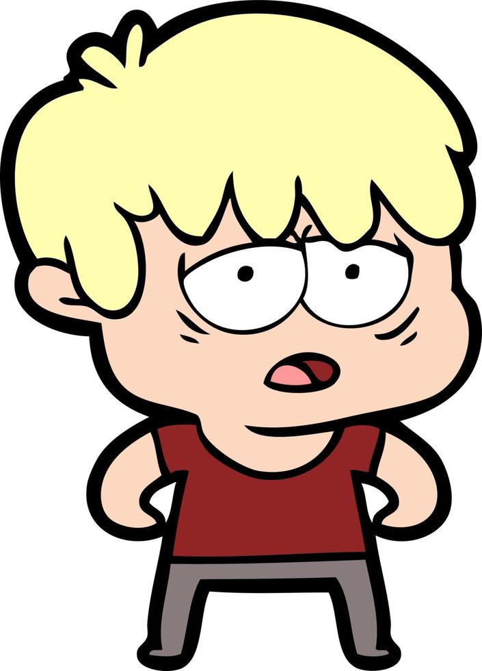 cartoon exhausted boy vector