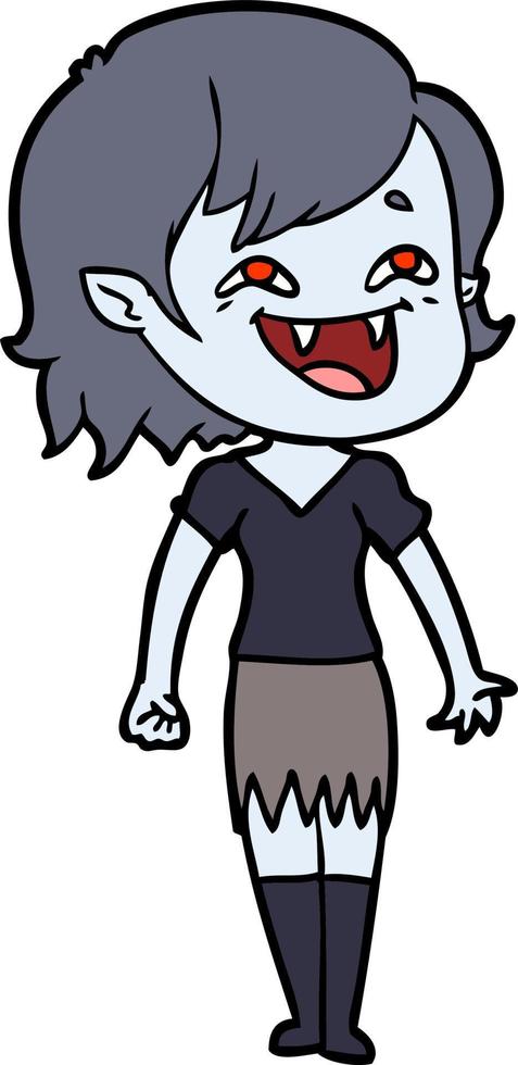 cartoon laughing vampire girl vector