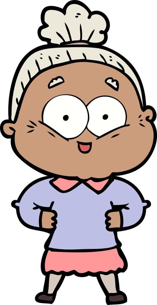 cartoon happy old woman vector